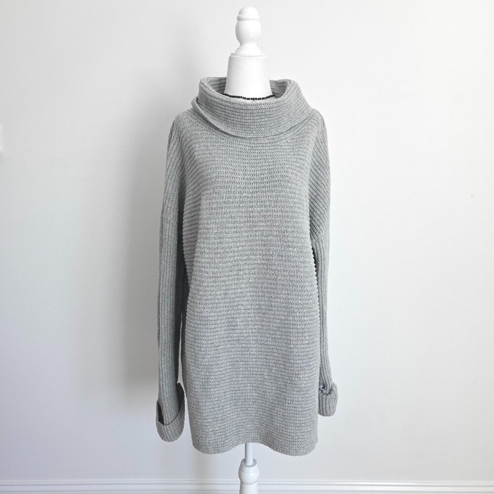 Anthropologie Pilcro Oversized Cowl Neck Sweater Large Slouchy Minimalist Gray‎